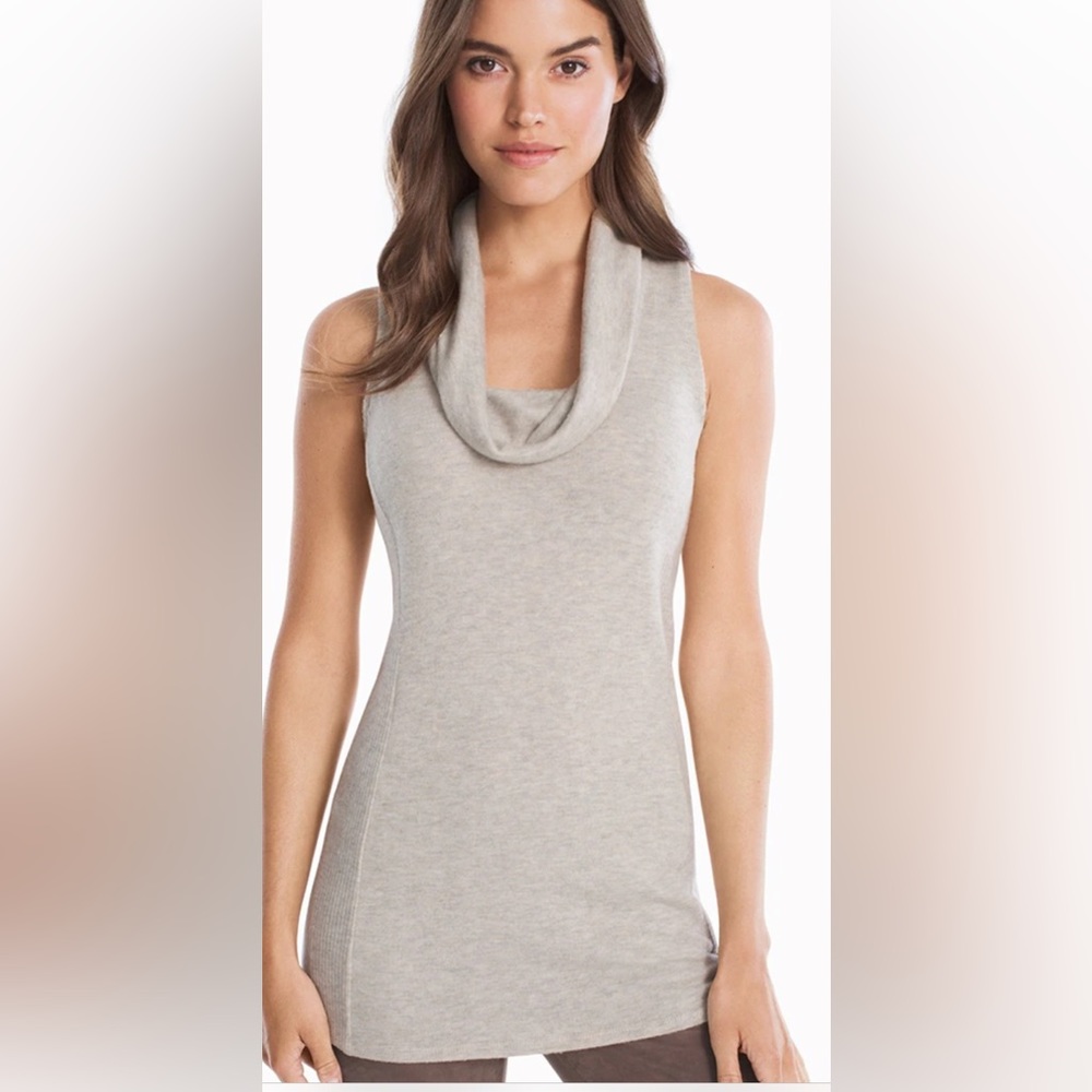 WHBM White House Black Market Sweater Dress ~ Cowl Neck ~ Sleeveless ~ Beige ~ M
